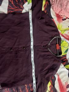 Burgundy Sheer Button-Down Top