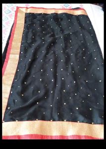 Elegant Black  silk Saree with blouse