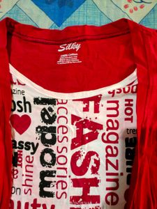 Stylish Red Top with Fashion Print Unused