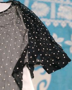 Polka Dot Flared Sleeve Top