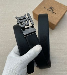 Burberry Black Leather Belt with Monogram Buckle