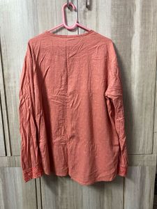 coral embroidered long top