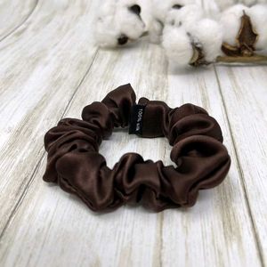 Set of 3  L,M,S Brown Satin Scrunchie