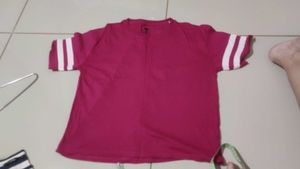 Pink T-Shirt with White Stripes