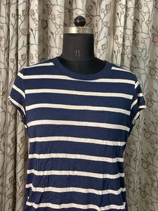 Navy Blue &amp; White Striped T-Shirt