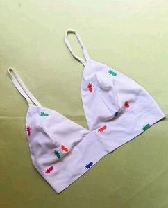 White Pineapple Print Bralette