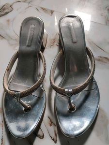 Silver Embellished Thong Sandals