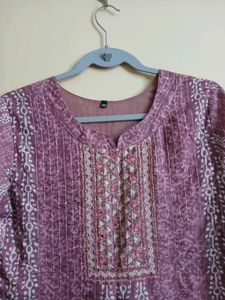 Three piece Pink Printed kurta
