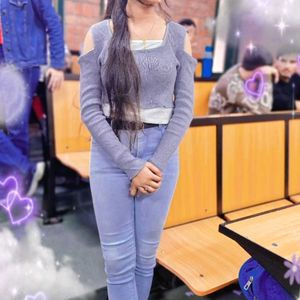 Stylish Grey Long Sleeve Top