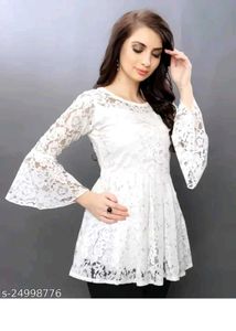 Elegant White Lace Bell Sleeve Top