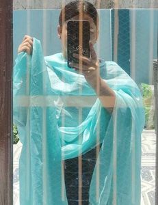 Beautiful Sea Blue Organza Dupatta