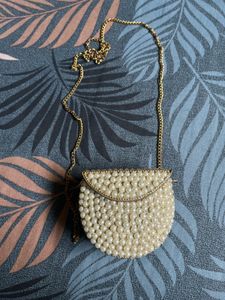 Elegant Pearl Embellished Mini Sling Bag