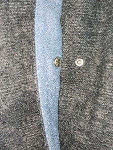 Elegant Navy Textured Coat Long