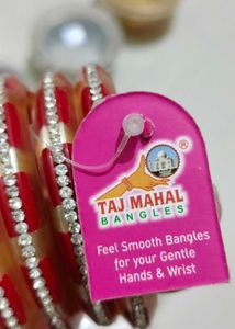 Red &amp; Gold Bangle Set with Rhinestones