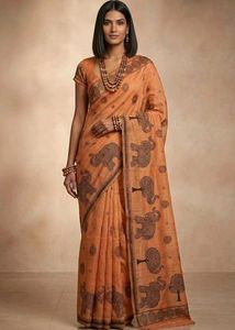 Elephant Saree Orange