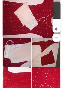 Red Printed Kurta Set