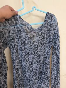 Sheer Floral Print V-Neck Top