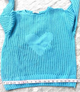 Full Sleeves Cute Blue Heart Sweater 💙