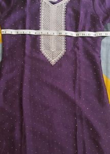 Elegant Purple Embroidered 3 piece set