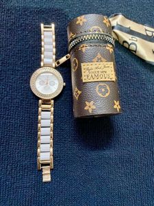 Elegant White Gold Watch with Crystal Accents