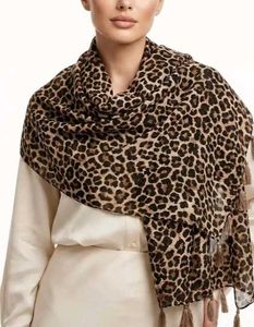 Leopard Print Scarf with Tassels