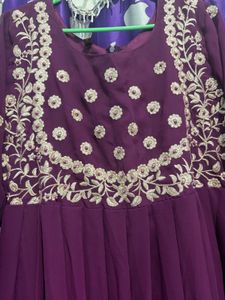 Elegant Purple Embroidered Gown