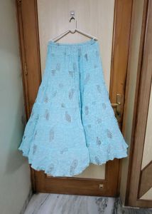Light Blue Printed Skirt Never Used