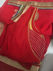 Elegant Red Paisley Saree