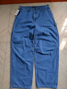 Classic Blue Denim Wide Leg Jeans