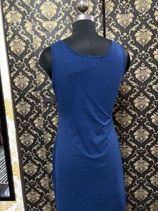 Elegant Navy Blue Textured Dress