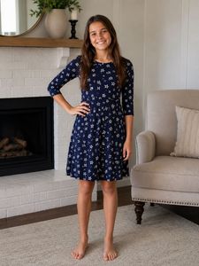 Navy Blue Star Print Dress