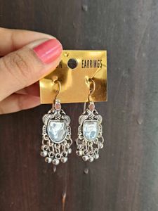 Oxidised Silver Jhumka Earrings
