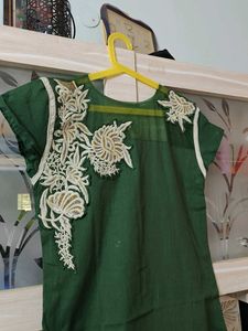 New Bottle Green patch work kurta