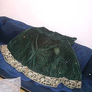 Elegant Emerald Green Bridal dabka Lehenga