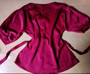 Red Gangnam Satin Top