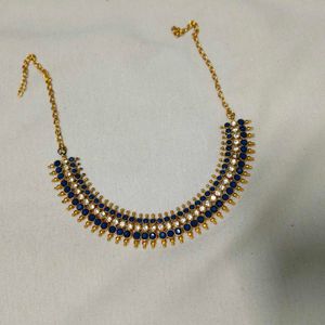 Elegant Blue & White Stone Necklace