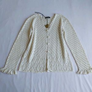 Cream Crochet Cardigan 🎀🫧