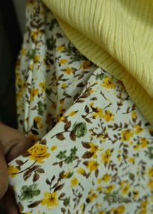 Cute Yellow Ribbed Tank Top &amp; Floral Skort Set