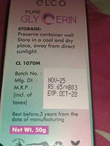 Elco Pure Glycerin for Rejuvenated Skin