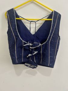 Elegant Navy Blue Lehenga with Padded Blouse