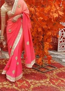 Gotapatti Plus Zardozi Work Gorgeous Pink Saree
