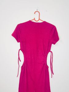 Magenta Ribbed T-Shirt Dress