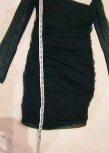 Chic Black Ruchedbodyccorn  Mesh Dress