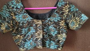 Blue Black Tailor Stiched Lace blouse