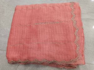 Elegant Peach Embroidered Saree