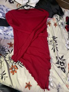 Chic Red Long-Sleeve Top