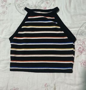 Striped Halter Crop Top