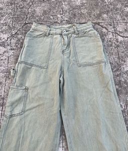 Green Wide Leg Cargo Jeans
