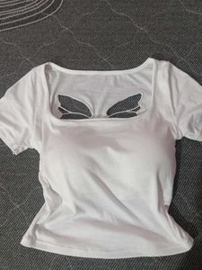 White Butterfly Cutout Tee