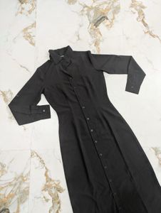 Classic Black Collared Shirt Dress